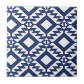 Driebasenblauw en witte geometrie tegeltje (Voorkant)