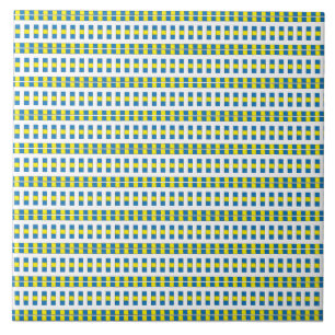 Driebasenblauw, geel en wit Geometrisch patroon Tegeltje