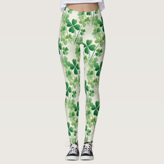 Driebladige klaver Vierbladige klaver St. Patrick' Leggings (Voorkant)