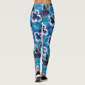 Driebloem blauwe geschilderde legging (Achterkant)