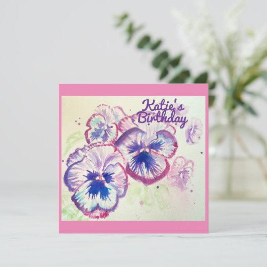 Driebloem Driebloemen Paarse Bloem Bloemrijk Roze Kaart (Staand voorkant)