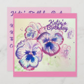 Driebloem Pansies Paarse Bloem Bloemrijk Roze Kaart (Voorkant / Achterkant)