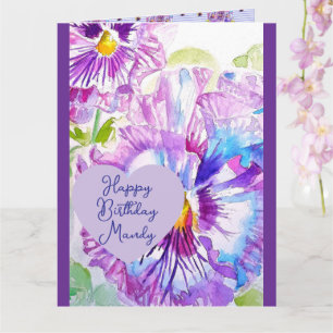 Driebloem Violet Paarse Bloem Verjaardag Meisjes N Kaart
