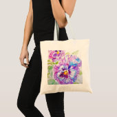 Driebloem Violet Waterverf bloem Tote Bag (Voorkant (product))