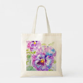 Driebloem Violet Waterverf bloem Tote Bag (Achterkant)
