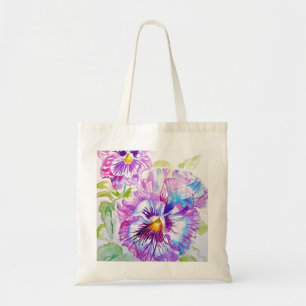 Driebloem Violet Waterverf bloem Tote Bag