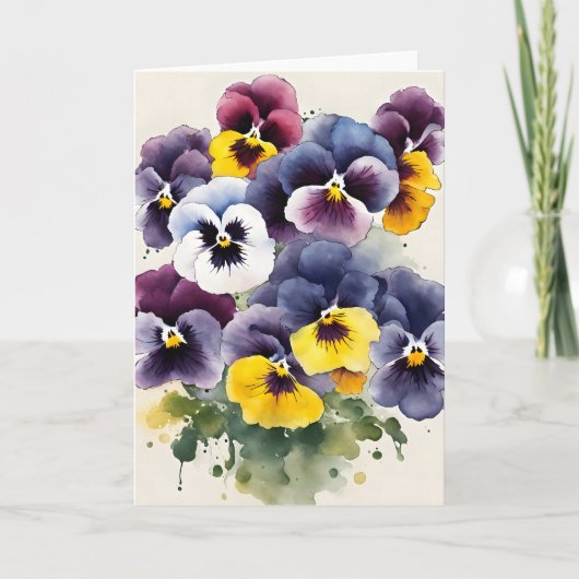 Driebloem - Waterverf bloemen Kaart (Voorkant)