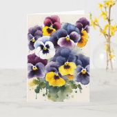 Driebloem - Waterverf bloemen Kaart (Gele Bloem)