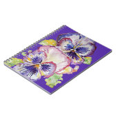 Driebloem-waterverf-bloempatroon op indigopaars notitieboek (Linkerzijde)