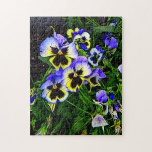 Driebloemige viooltje legpuzzel