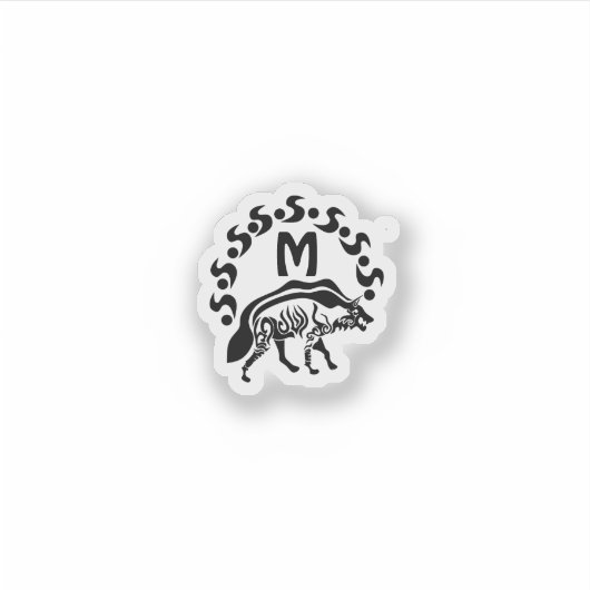 Driebolvormig Monogram van Hyena Sticker (Voorkant)