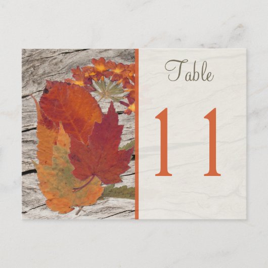 Dried Autumn Leaves and Flowers Table Number Briefkaart (Voorkant)