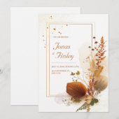 Dried Palm Fan Gold Stardust Wedding Kaart (Voorkant / Achterkant)