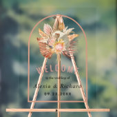 Dried palms, pampas grass terracotta pink wedding acryl bord (Neutraal)