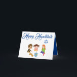 DRIEDEL SPELEN GELUKKIGE HANUKKA Wenskaart Kaart<br><div class="desc">Lieve aangepaste Hanukkah kaart met kinderen die Dreidel spel spelen met Gelukkige Hanukkah boodschap op de voorkant. Binnenin staat: Moge uw huis deze Hanukkah periode gevuld zijn met liefde en licht</div>