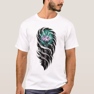 Driedelige Hydra Draak Grafisch Gedetailleerd Zwar T-shirt
