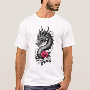 Driedelige Hydra Draak Grafisch Gedetailleerd Zwar T-shirt