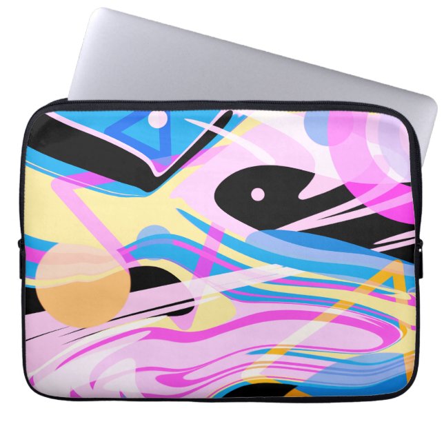 Driedimensionaal Geometrisch Abstract Schilderen Laptop Sleeve (Voorkant)