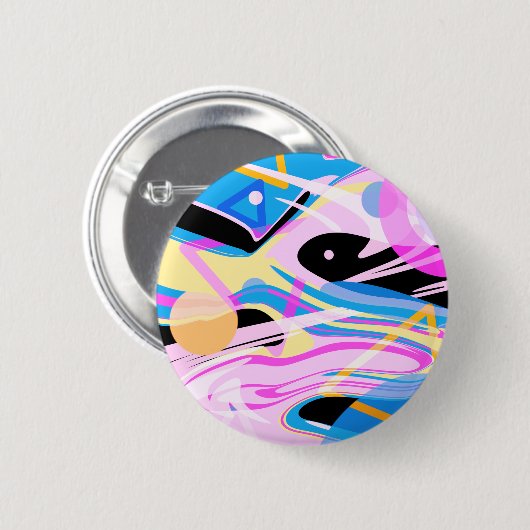 Driedimensionaal Geometrisch Abstract Schilderen Ronde Button 5,7 Cm (Voorkant /achterkant)