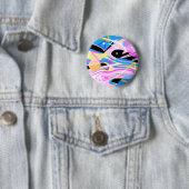 Driedimensionaal Geometrisch Abstract Schilderen Ronde Button 5,7 Cm (In situ)