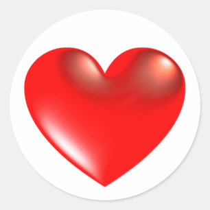 Driedimensionaal Hart Symbool Rood Ronde Sticker