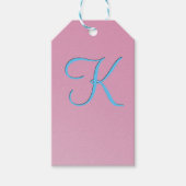 Driedimensionaal roze monogram cadeaulabel (Voorkant)