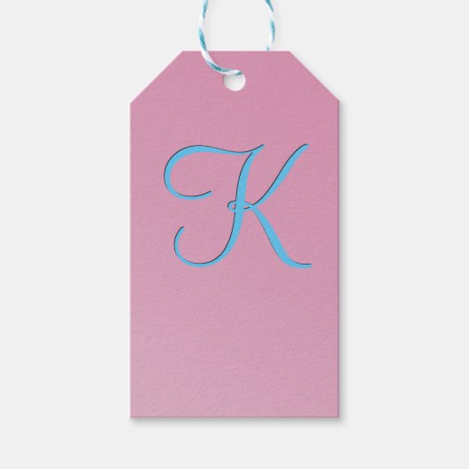 Driedimensionaal roze monogram cadeaulabel (Voorkant)