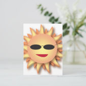 Driedimensionale Cartoon Sun met schaduwen Briefkaart (Staand voorkant)