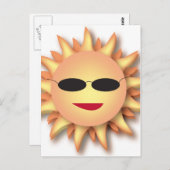 Driedimensionale Cartoon Sun met schaduwen Briefkaart (Voorkant / Achterkant)