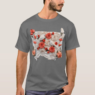 Driedimensionale rozen en Vogelmeisje T-shirt