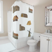 Driedubbele boom Angelsaksische gebouwen Douchegor Douchegordijn (In situ)