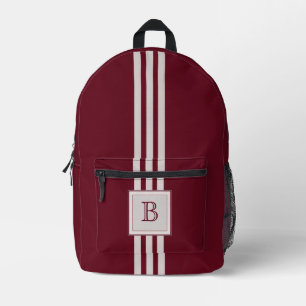 Driedubbele grijze streep op herfst Bourgondië w M Bedrukte Rugzak