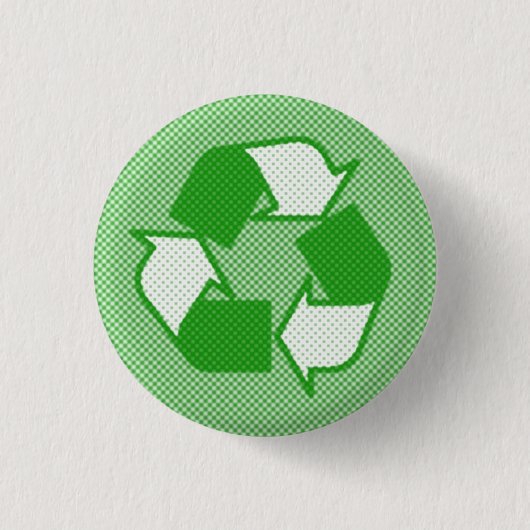 driedubbele groene halftone recyclen logo ronde button 3,2 cm (Voorkant)