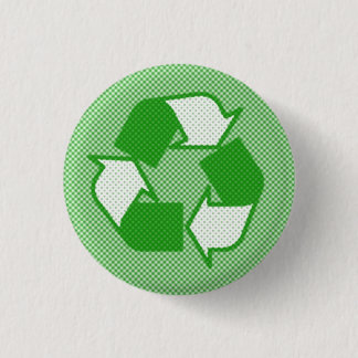 driedubbele groene halftone recyclen logo ronde button 3,2 cm