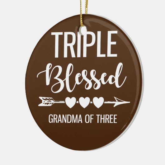 Driedubbele kleinmoeder van drie kleinkinderen keramisch ornament (Links)