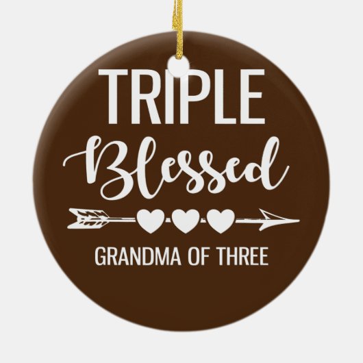 Driedubbele kleinmoeder van drie kleinkinderen keramisch ornament (Achterkant)