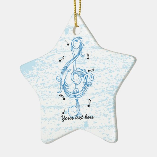 Driedubbele sleutel blauw scrollwork sol noot sleu keramisch ornament (Links)