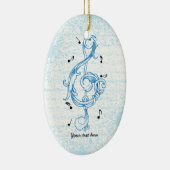 Driedubbele sleutel blauw scrollwork sol noot sleu keramisch ornament (Rechts)