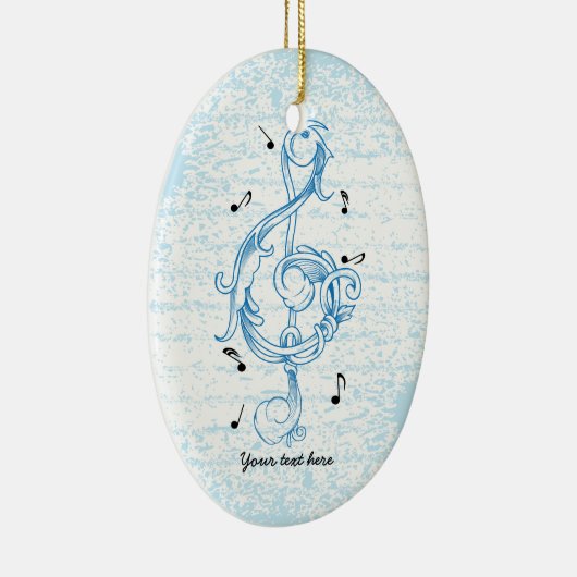 Driedubbele sleutel blauw scrollwork sol noot sleu keramisch ornament (Rechts)
