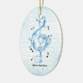 Driedubbele sleutel blauw scrollwork sol noot sleu keramisch ornament (Links)