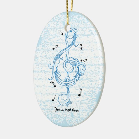 Driedubbele sleutel blauw scrollwork sol noot sleu keramisch ornament (Links)