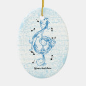 Driedubbele sleutel blauw scrollwork sol noot sleu keramisch ornament (Voorkant)