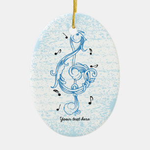 Driedubbele sleutel blauw scrollwork sol noot sleu keramisch ornament