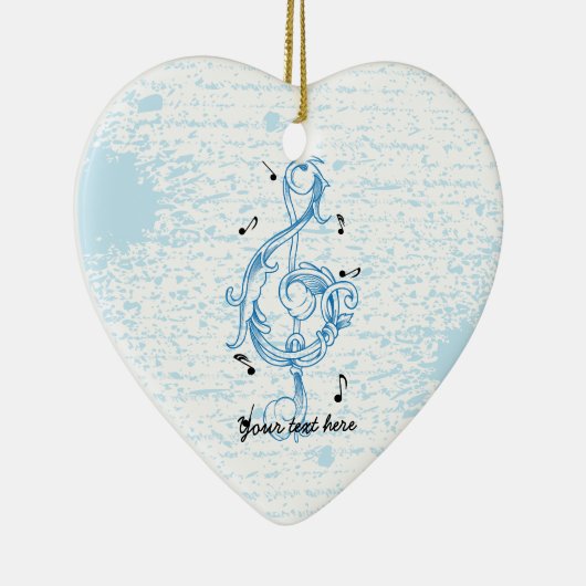 Driedubbele sleutel blauw scrollwork sol noot sleu keramisch ornament (Rechts)