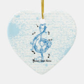 Driedubbele sleutel blauw scrollwork sol noot sleu keramisch ornament (Voorkant)