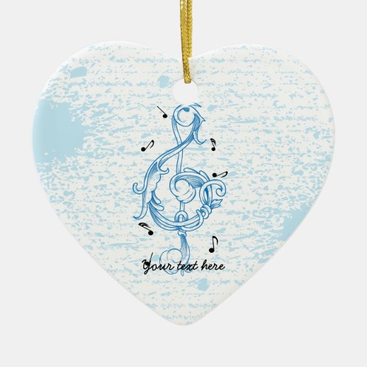 Driedubbele sleutel blauw scrollwork sol noot sleu keramisch ornament (Voorkant)