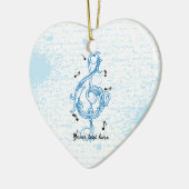 Driedubbele sleutel blauw scrollwork sol noot sleu keramisch ornament (Links)