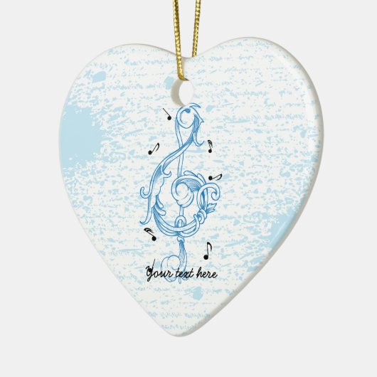 Driedubbele sleutel blauw scrollwork sol noot sleu keramisch ornament (Links)