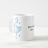 Driedubbele sleutel blauw scrollwork sol noot sleu koffiemok (Voorkant links)