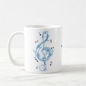 Driedubbele sleutel blauw scrollwork sol noot sleu koffiemok (Links)